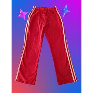 Oleg Cassini Track Athletic Pants Womens Medium Red Stripes Drawstring Cotton Bl